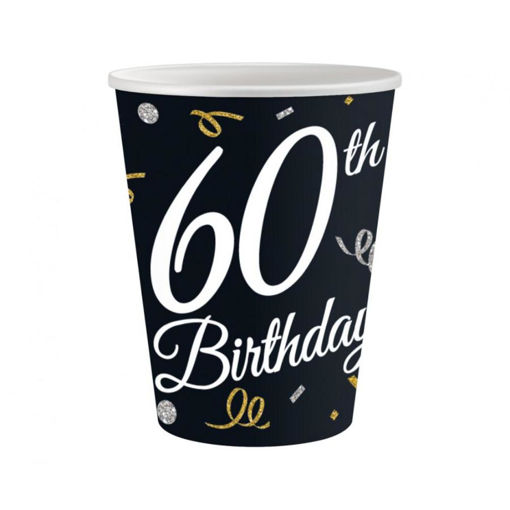 Picture of 60TH BIRTHDAY BLACK & GOLD CUP 250ML 6 PACK